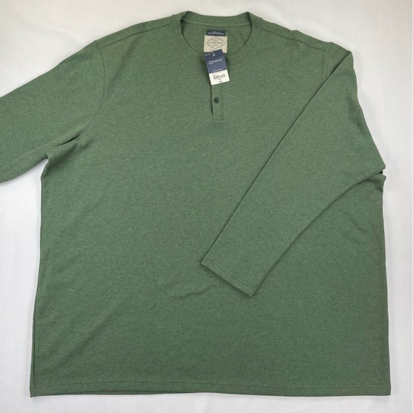 St John’s Bay Henley Shirt Mens 5XLT Big And Tall Green SOFT Long Sleeve Thermal - Picture 1 of 8